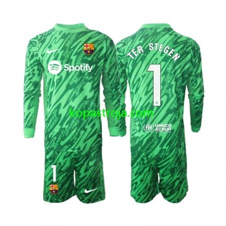Billiga Fotbollströjor FC Barcelona Ter Stegen 1 Målvakt Barn Hemma tröja 2024/25 Långärmad